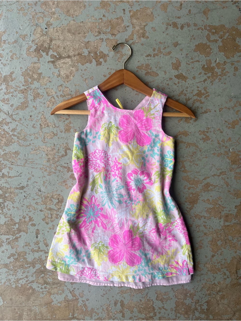 Tommy Bahama Girls Floral Print Dress Pink Turquoise Yellow Tropical